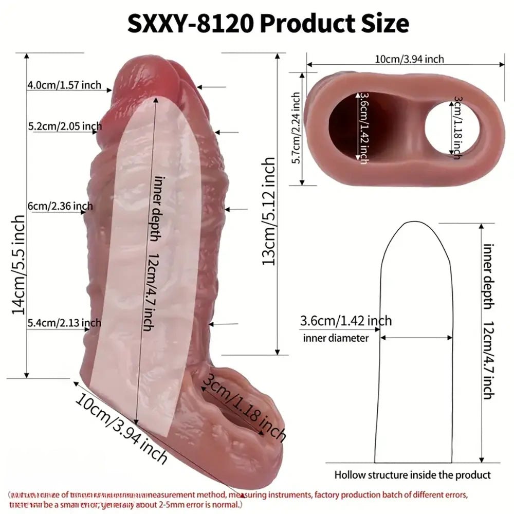 Hollow Penis Sleeve With Cock Ring - Silicone Sleeve Ring