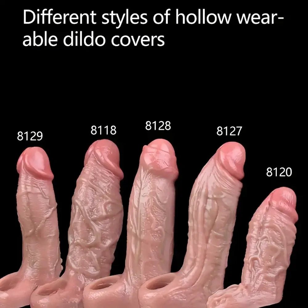 Hollow Penis Sleeve With Cock Ring - Silicone Sleeve Ring