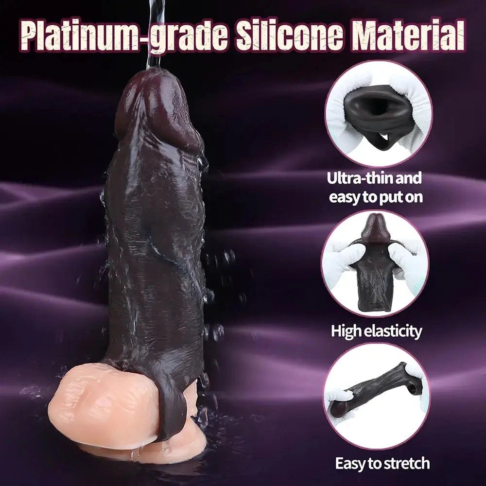 Hollow Realistic Penis Sleeve - Silicone Extender Dildo Sleeve