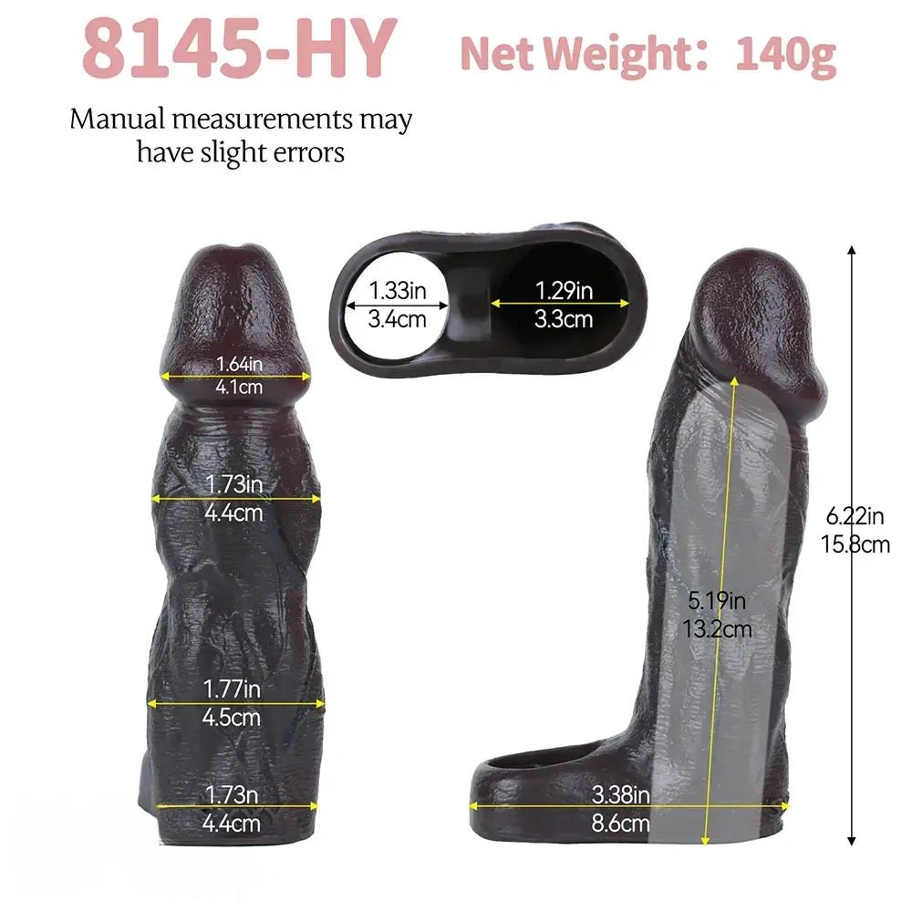 Hollow Realistic Penis Sleeve - Silicone Extender Dildo Sleeve