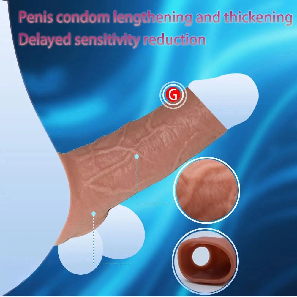 Hollow Realistic Penis Sleeve - Silicone Extension Sleeve