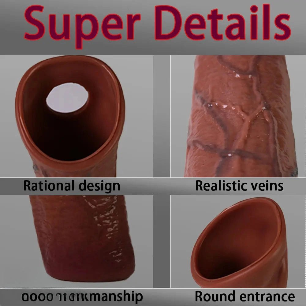 Hollow Realistic Penis Sleeve - Silicone Extension Sleeve