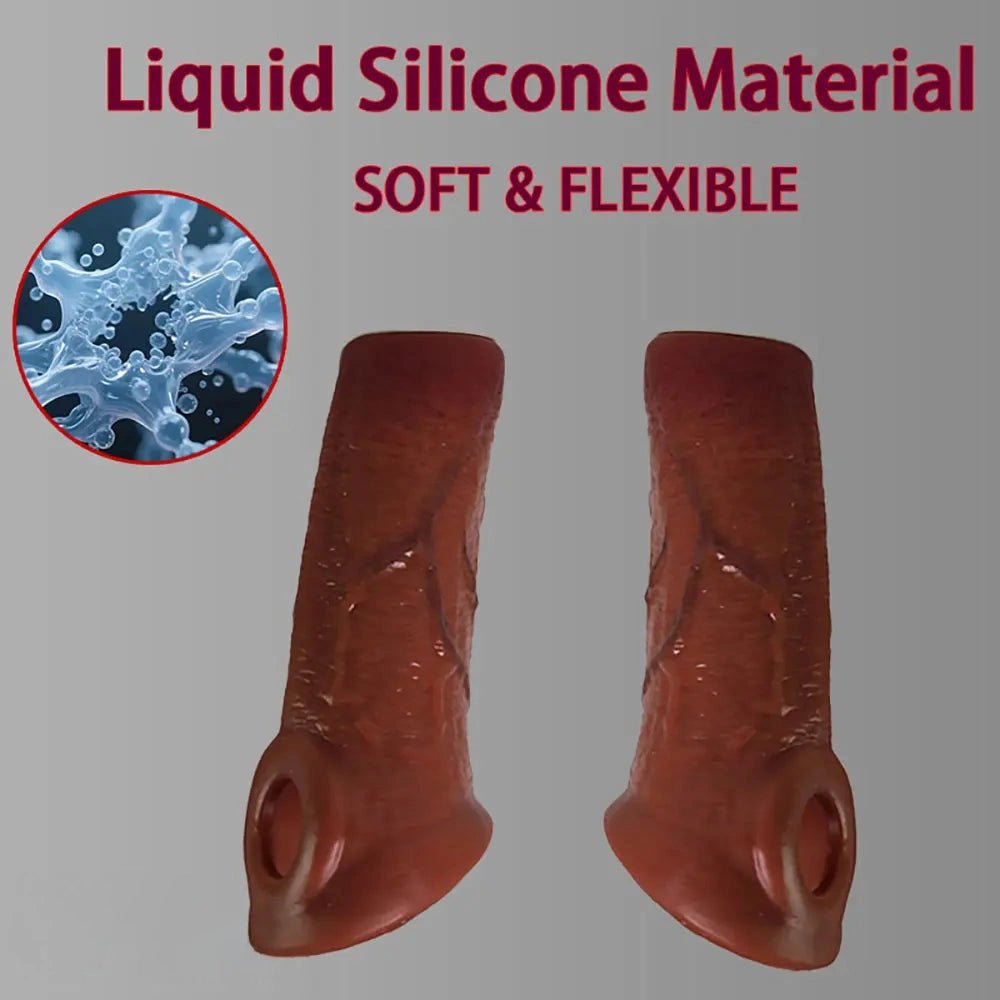 Hollow Realistic Penis Sleeve - Silicone Extension Sleeve