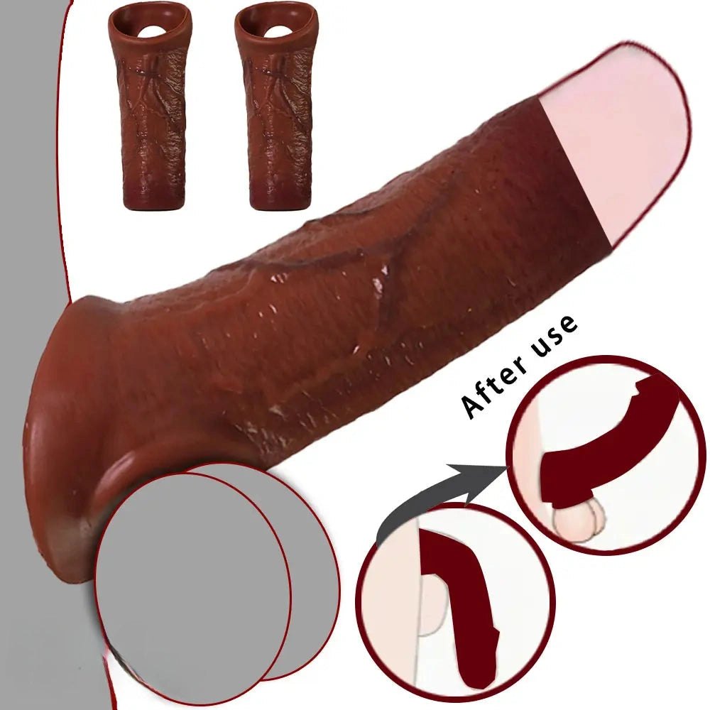 Hollow Realistic Penis Sleeve - Silicone Extension Sleeve