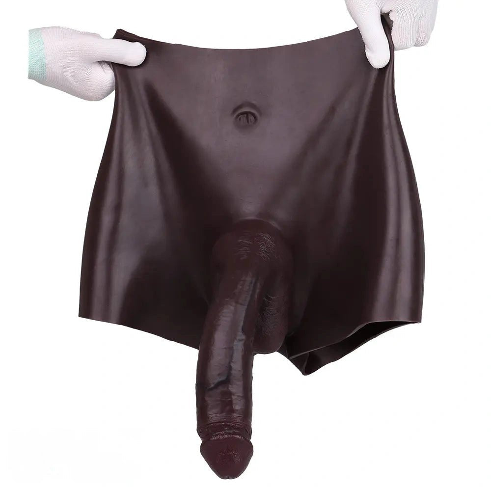 Hollow Strap-On Dildo 9.45 in - Coffee Strap On Harness
