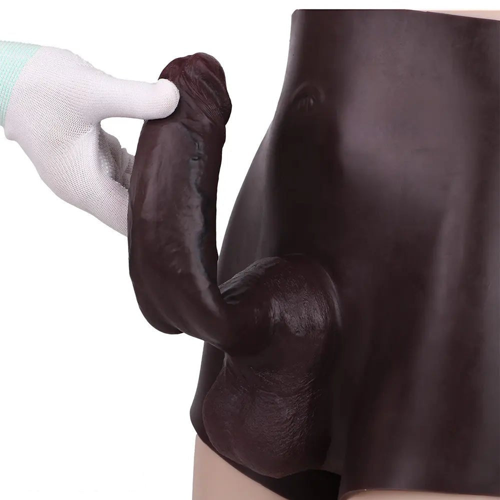 Hollow Strap-On Dildo 9.45 in - Coffee Strap On Harness