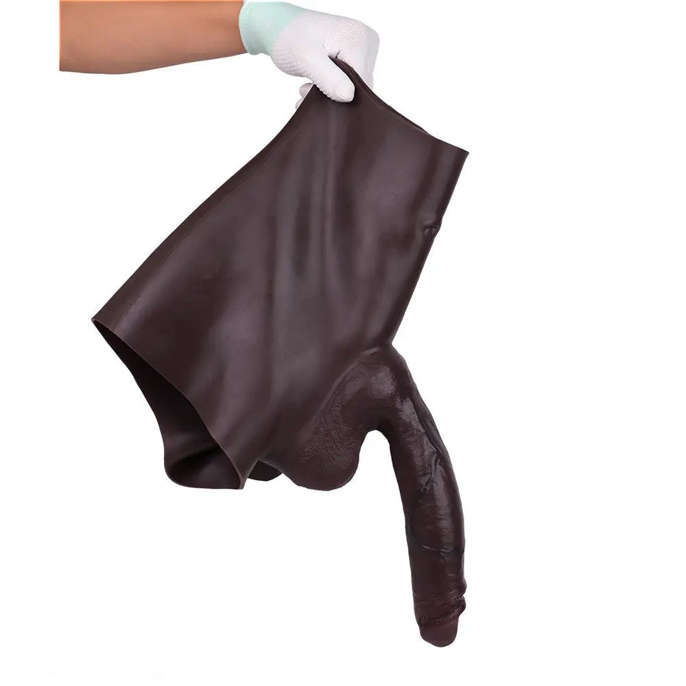 Hollow Strap-On Dildo 9.45 in - Coffee Strap On Harness