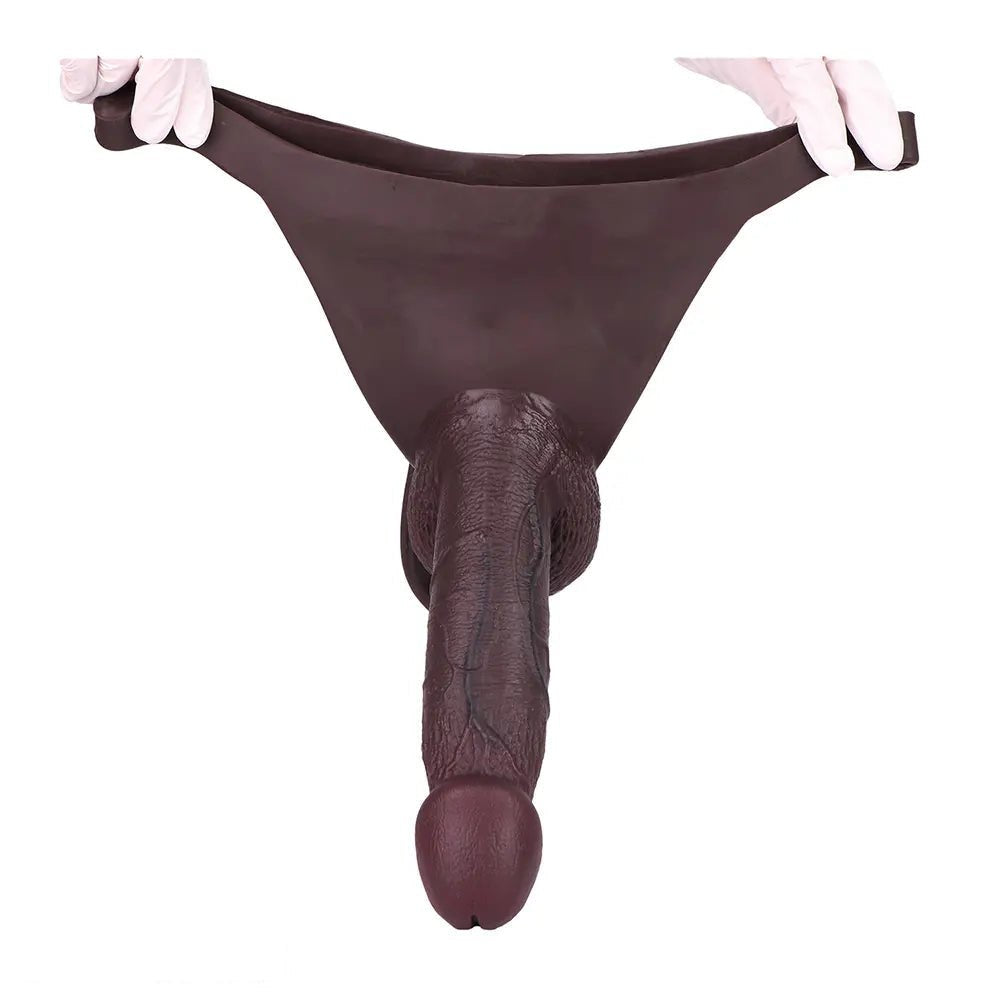 Hollow Strap-On Dildo Coffee 8.46in - strap on dildo