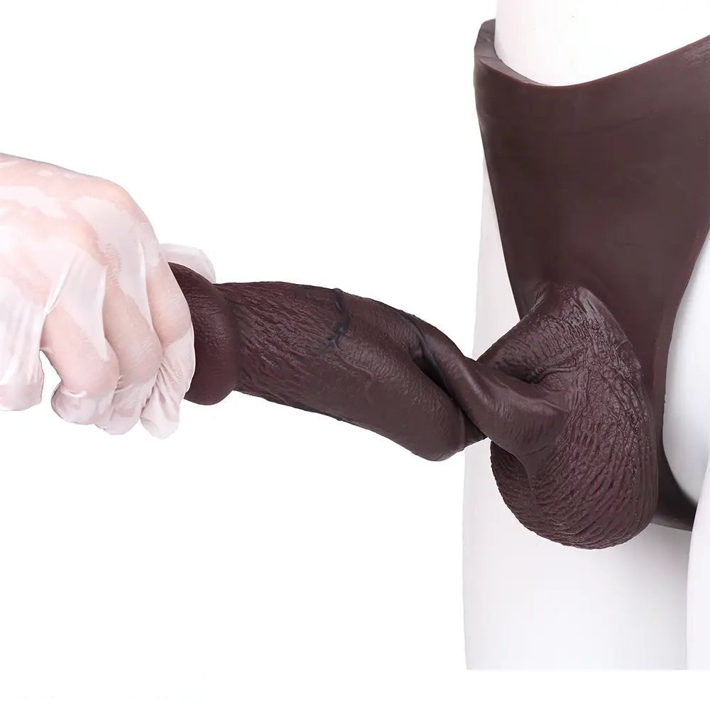 Hollow Strap-On Dildo Coffee 8.46in - strap on dildo
