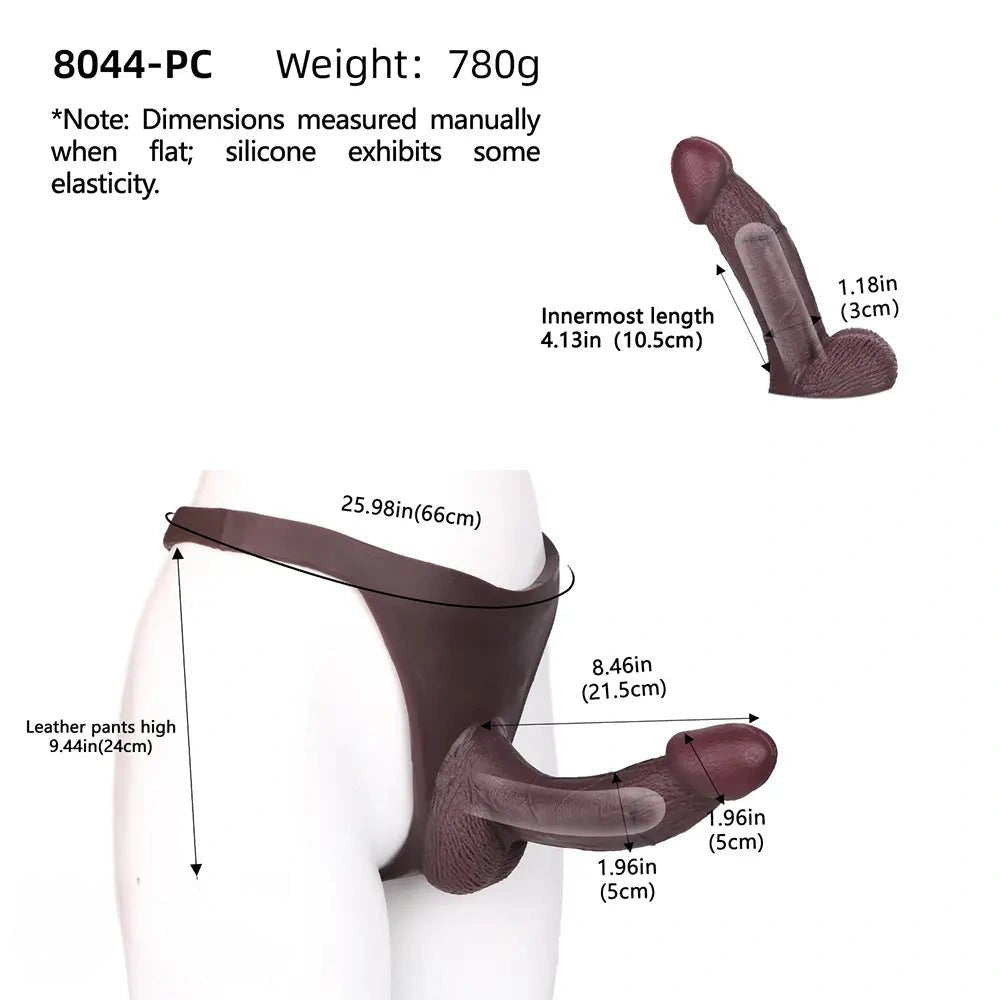 Hollow Strap-On Dildo Coffee 8.46in - strap on dildo