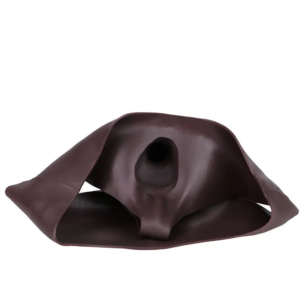 Hollow Strap-On Sleeve - Coffee Silicone Extender 10 in