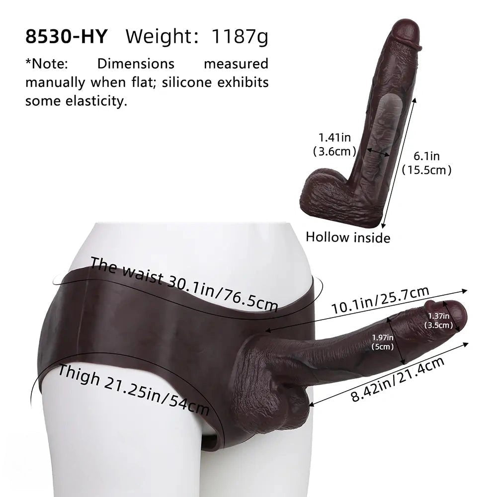 Hollow Strap-On Sleeve - Coffee Silicone Extender 10 in
