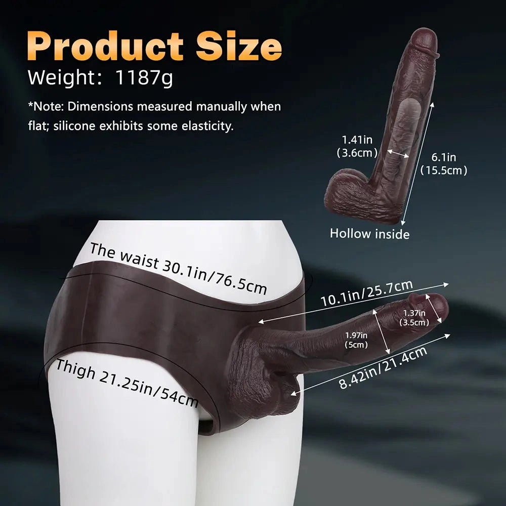 Hollow Strap-On Sleeve - Coffee Silicone Extender 10 in