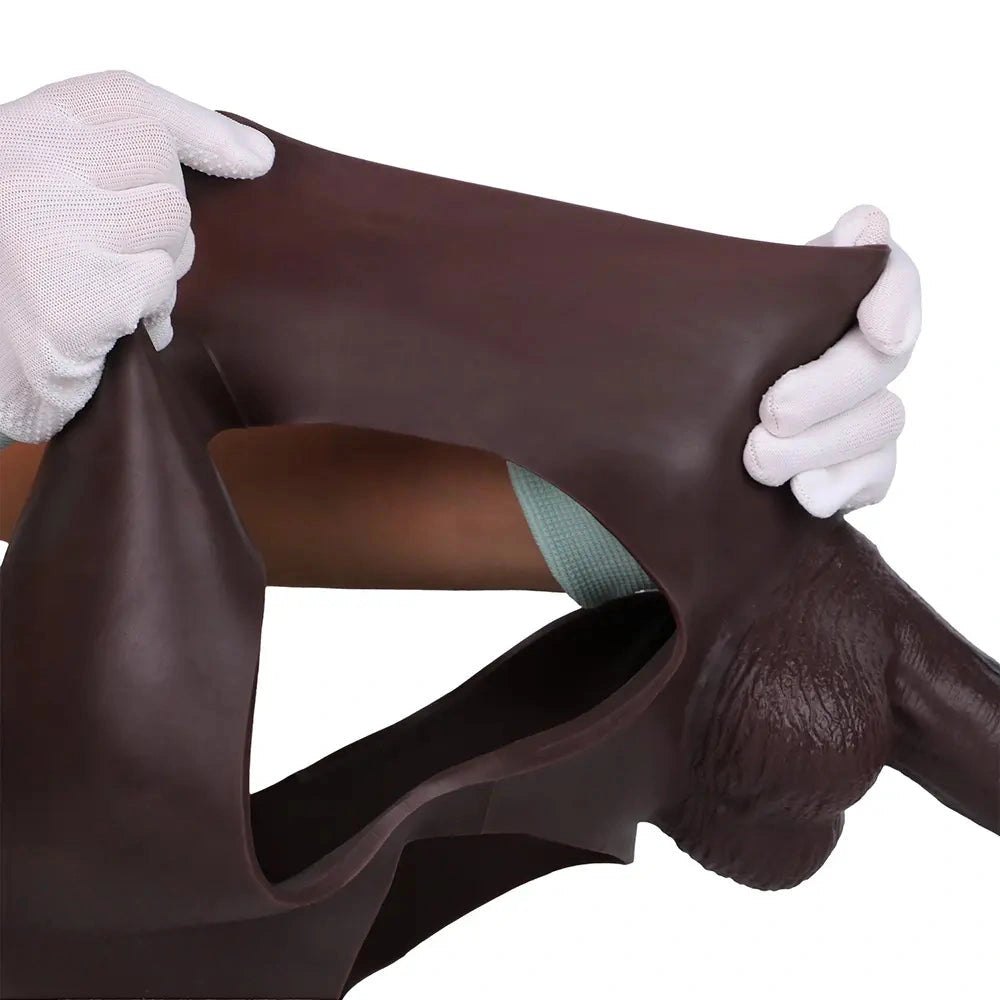 Hollow Strap-On Sleeve - Coffee Silicone Extender 10 in