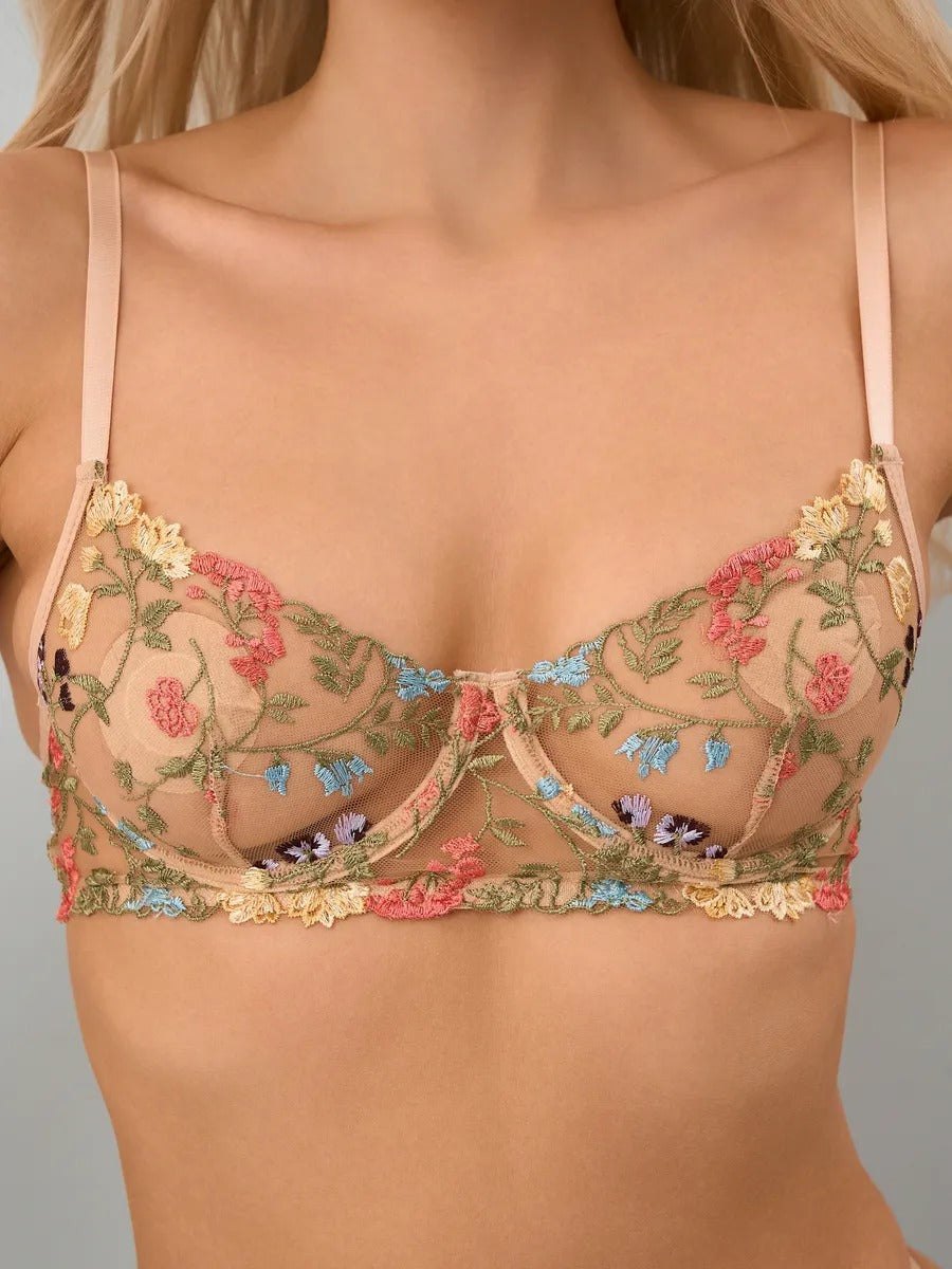 Honey Gold Bralette Garter Set - Garter Lingerie Set