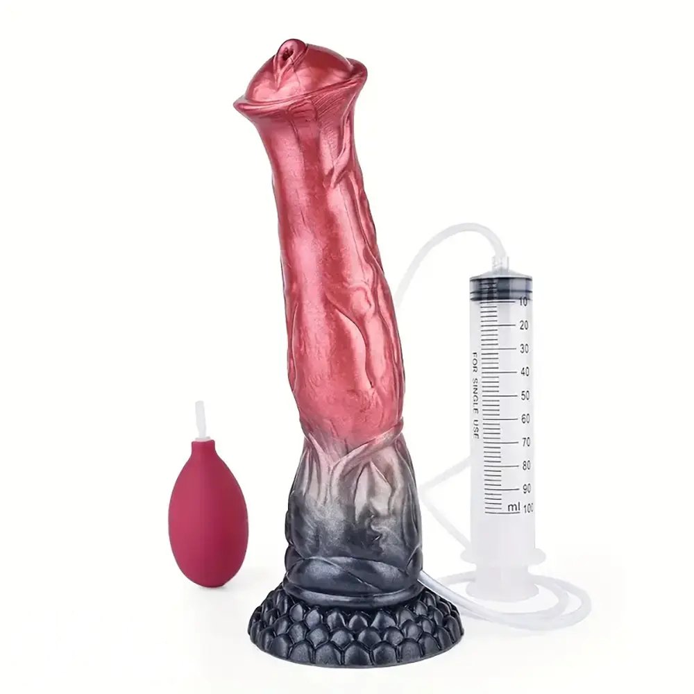 Horse Dildo with Squirt Bulb - Knotted Animal Dildo