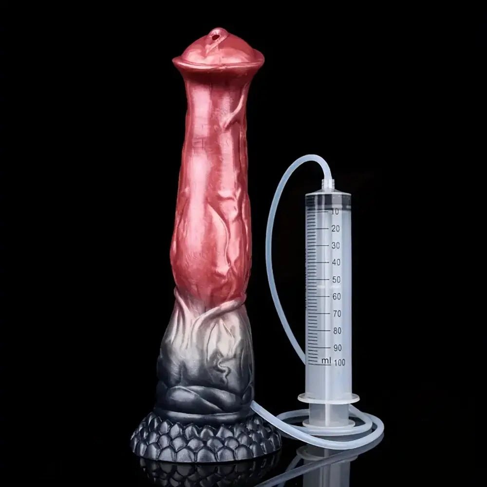 Horse Dildo with Squirt Bulb - Knotted Animal Dildo