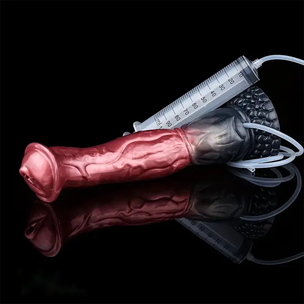 Horse Dildo with Squirt Bulb - Knotted Animal Dildo