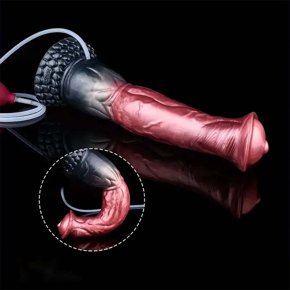 Horse Dildo with Squirt Bulb - Knotted Animal Dildo