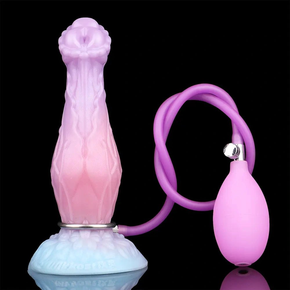 Inflatable Fantasy Dildo 8 in - Ribbed Fantasy Dildo