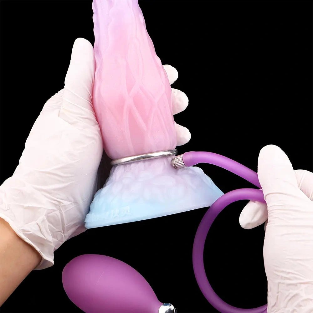 Inflatable Fantasy Dildo 8 in - Ribbed Fantasy Dildo