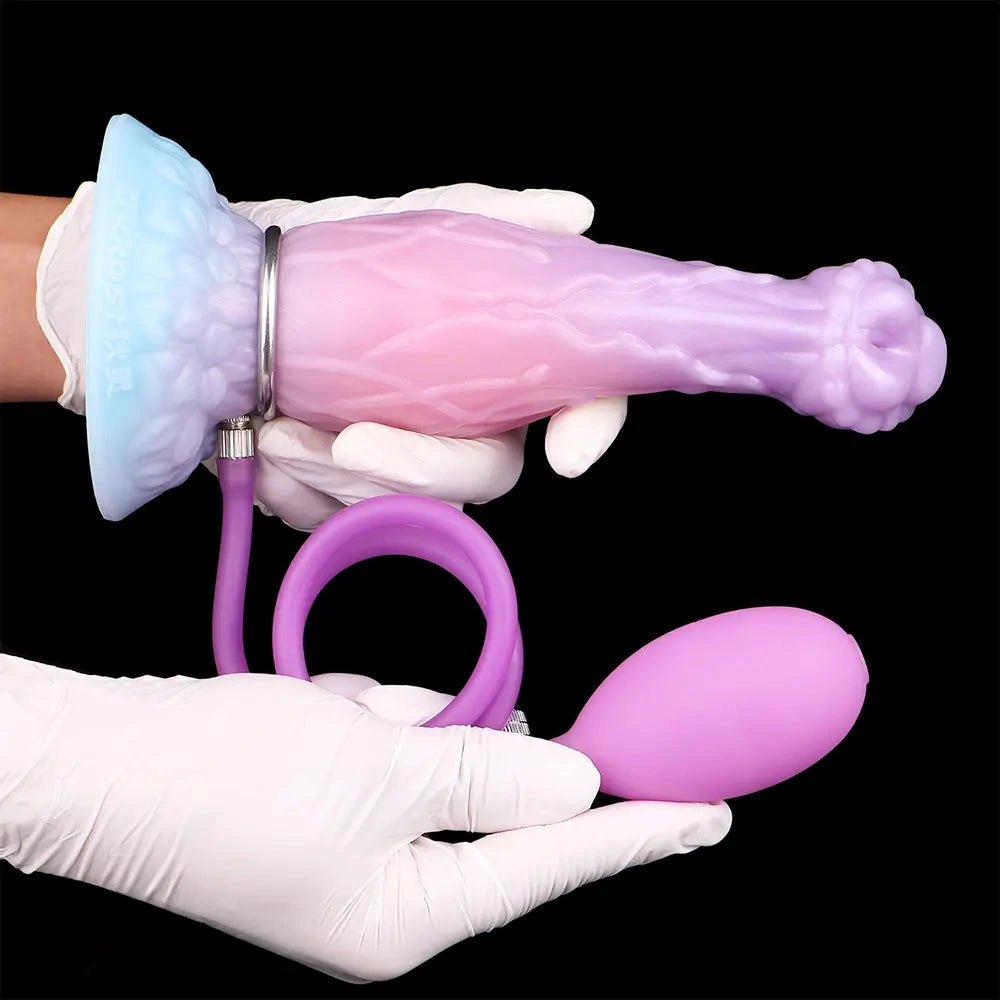 Inflatable Fantasy Dildo 8 in - Ribbed Fantasy Dildo