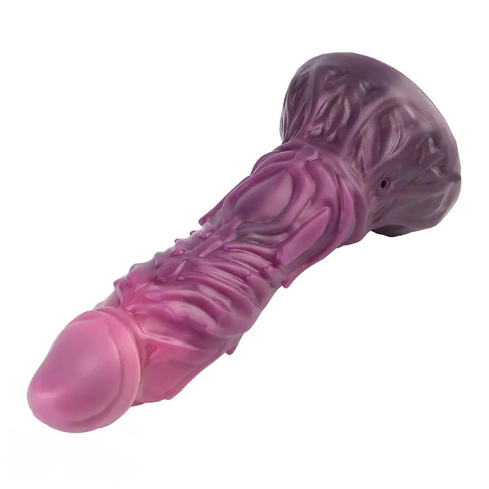 Inflatable Ridged Fantasy Dildo - Squeeze Bulb Silicone Dildo