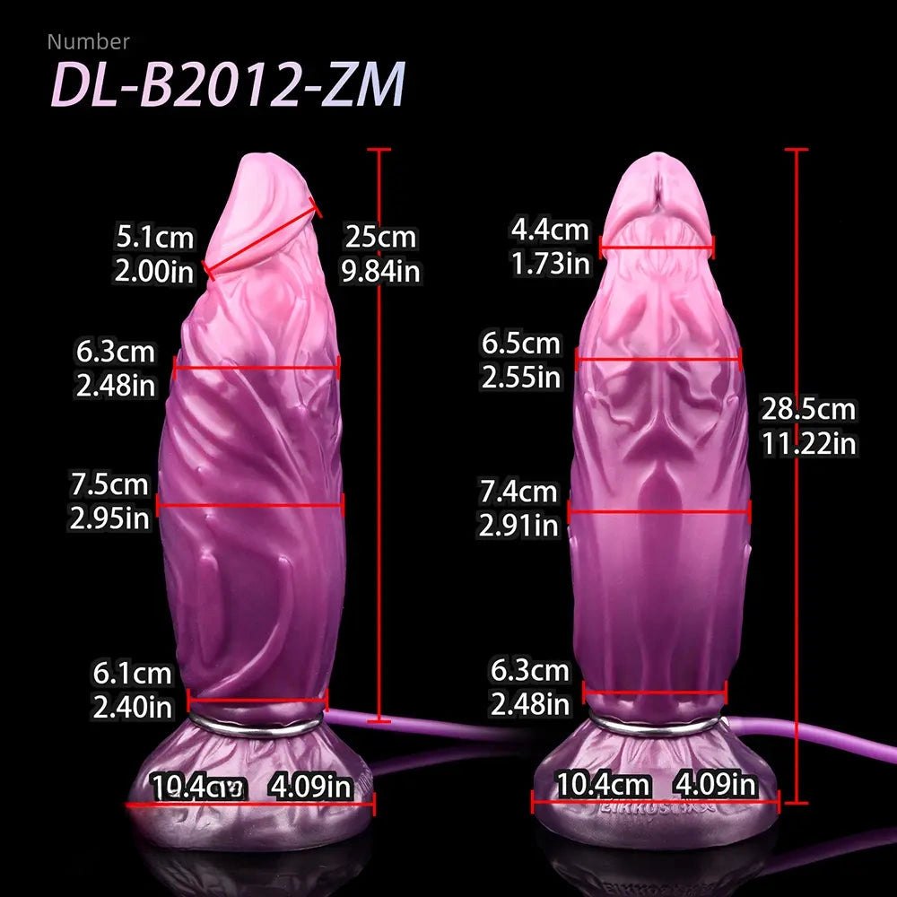 Inflatable Ridged Fantasy Dildo - Squeeze Bulb Silicone Dildo