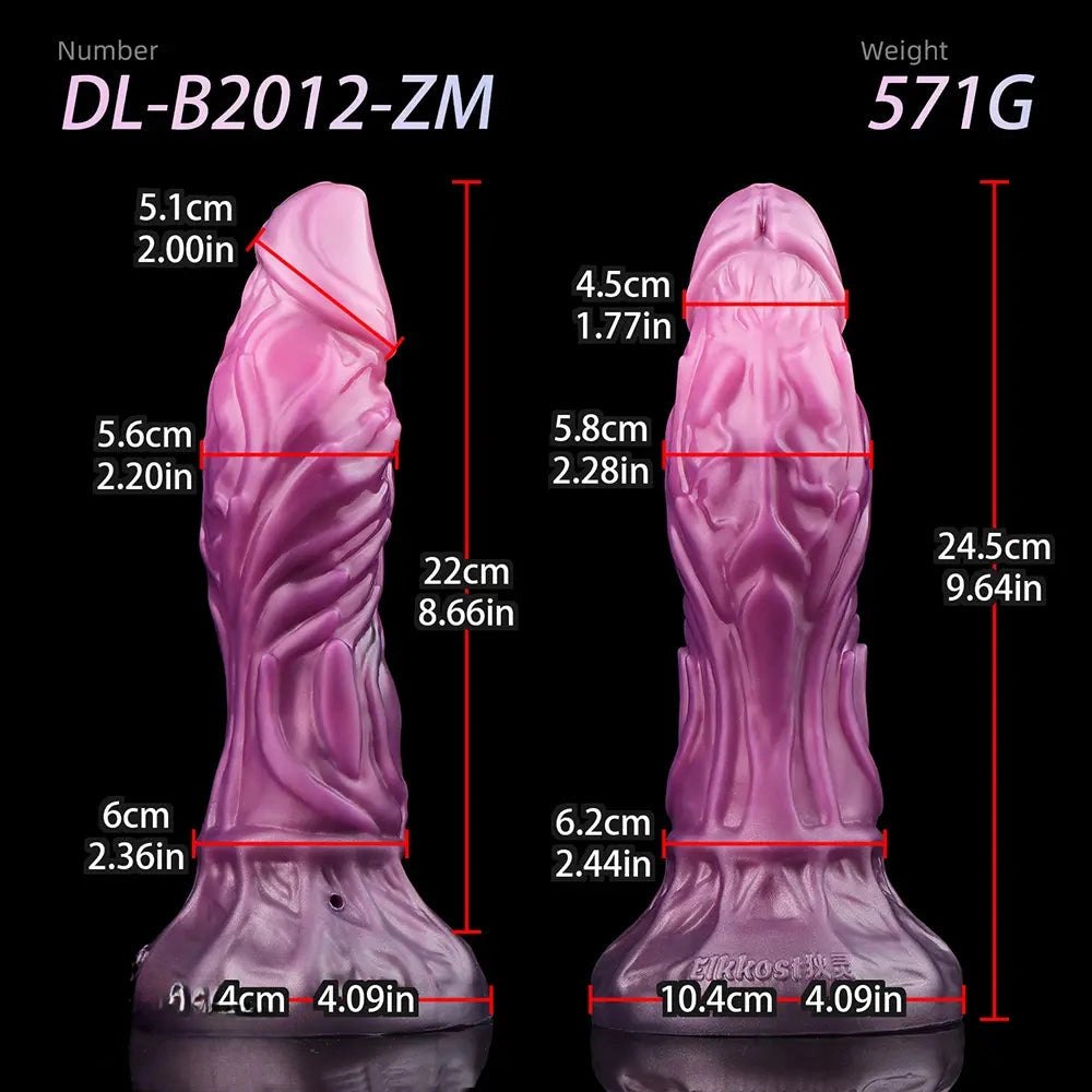 Inflatable Ridged Fantasy Dildo - Squeeze Bulb Silicone Dildo