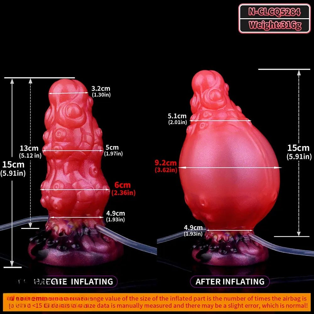 Inflatable Tentacle Fantasy Dildo - Silicone Squirt Kit