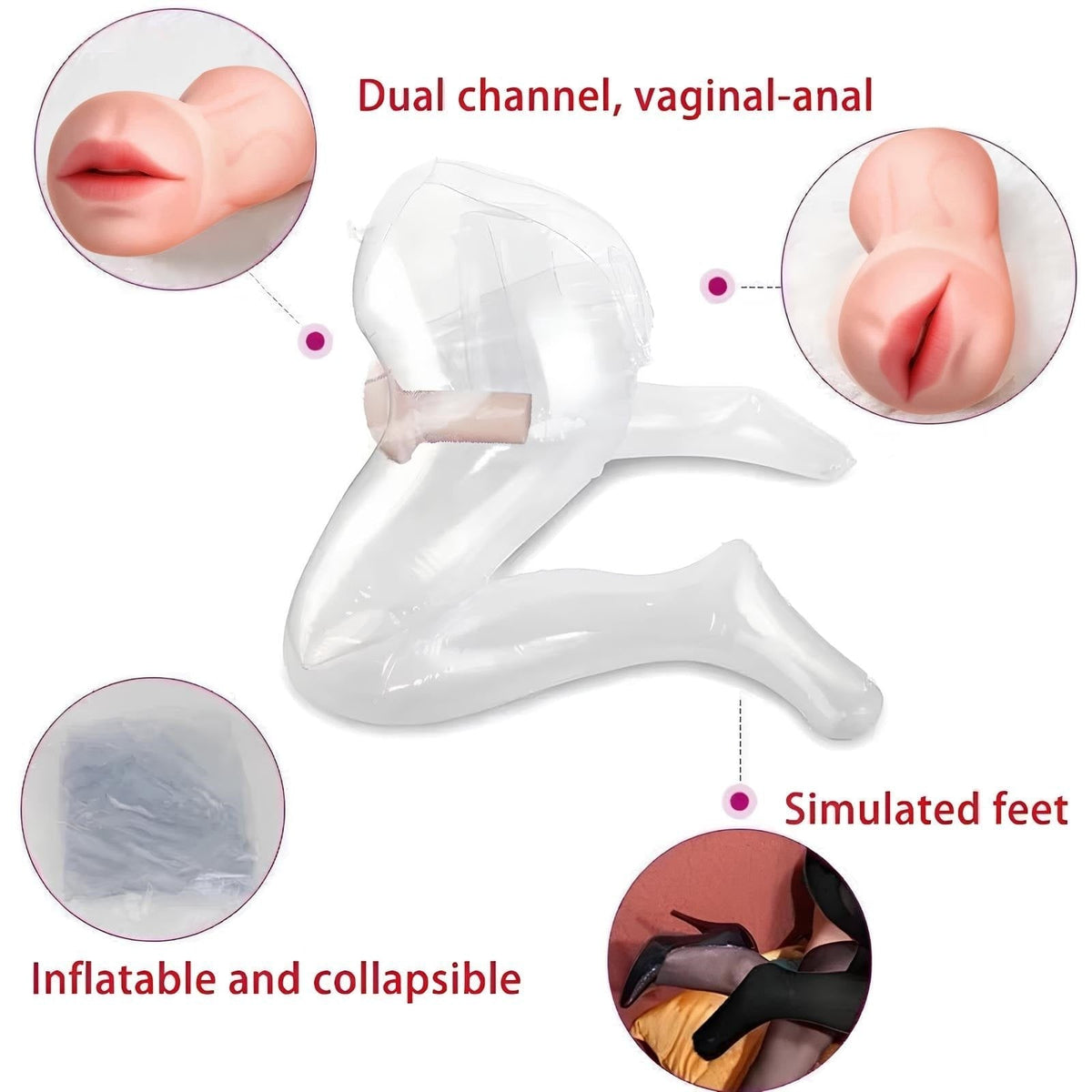 Inflatable Torso Sex Doll - Dual Channel PVC Body
