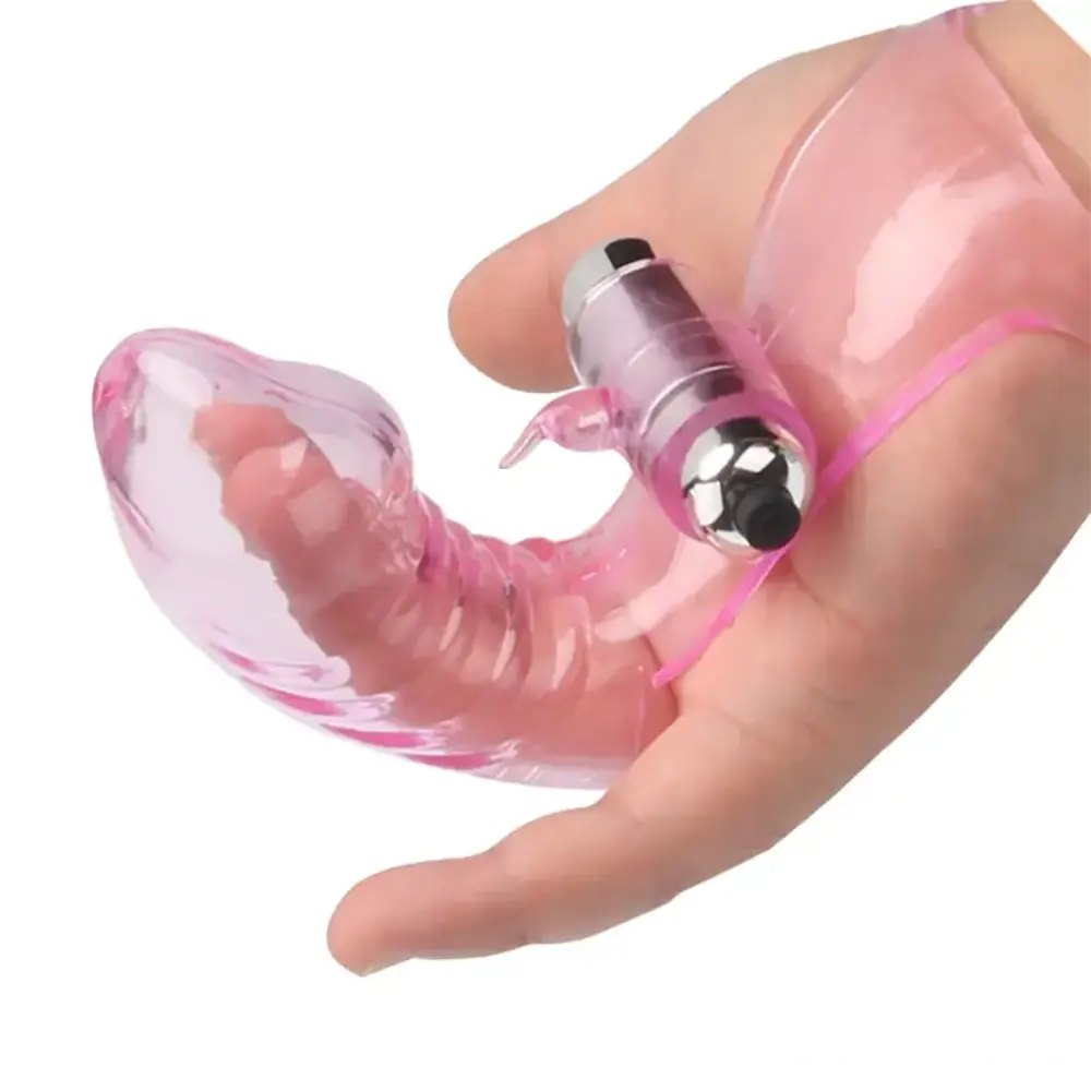 Jelly Finger Vibrator Sleeve - Curved Mini Dildo