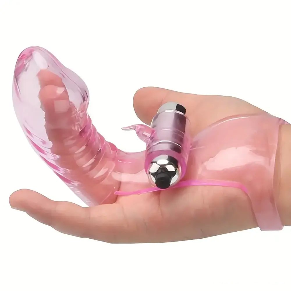 Jelly Finger Vibrator Sleeve - Curved Mini Dildo
