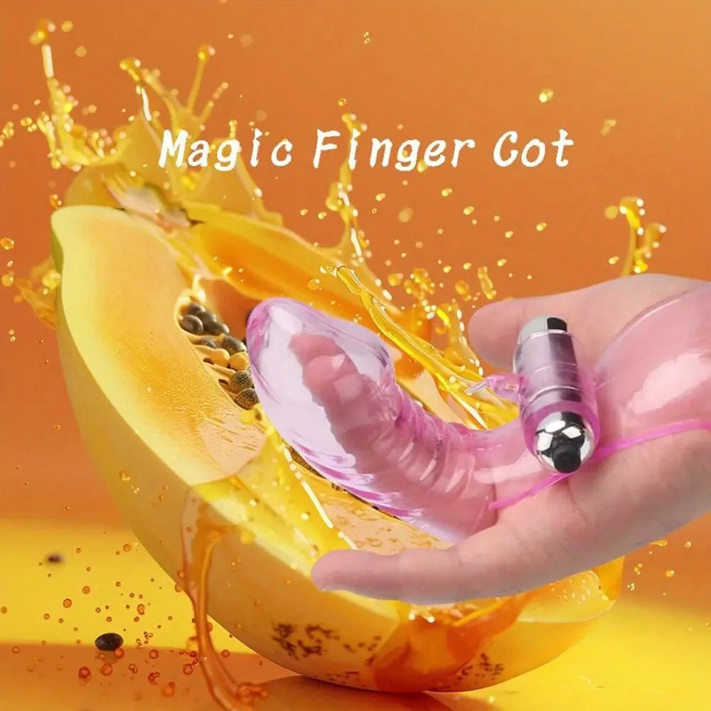 Jelly Finger Vibrator Sleeve - Curved Mini Dildo