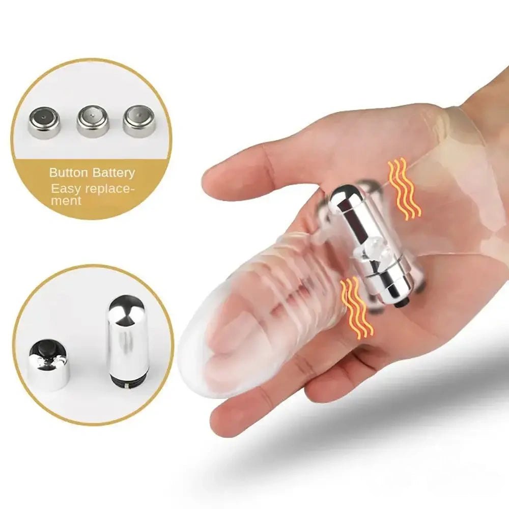 Jelly Finger Vibrator Sleeve - Curved Mini Dildo