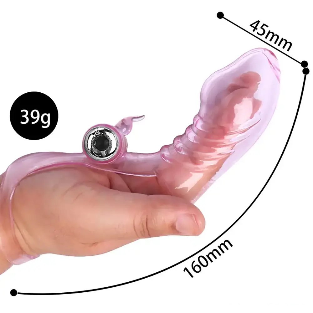 Jelly Finger Vibrator Sleeve - Curved Mini Dildo