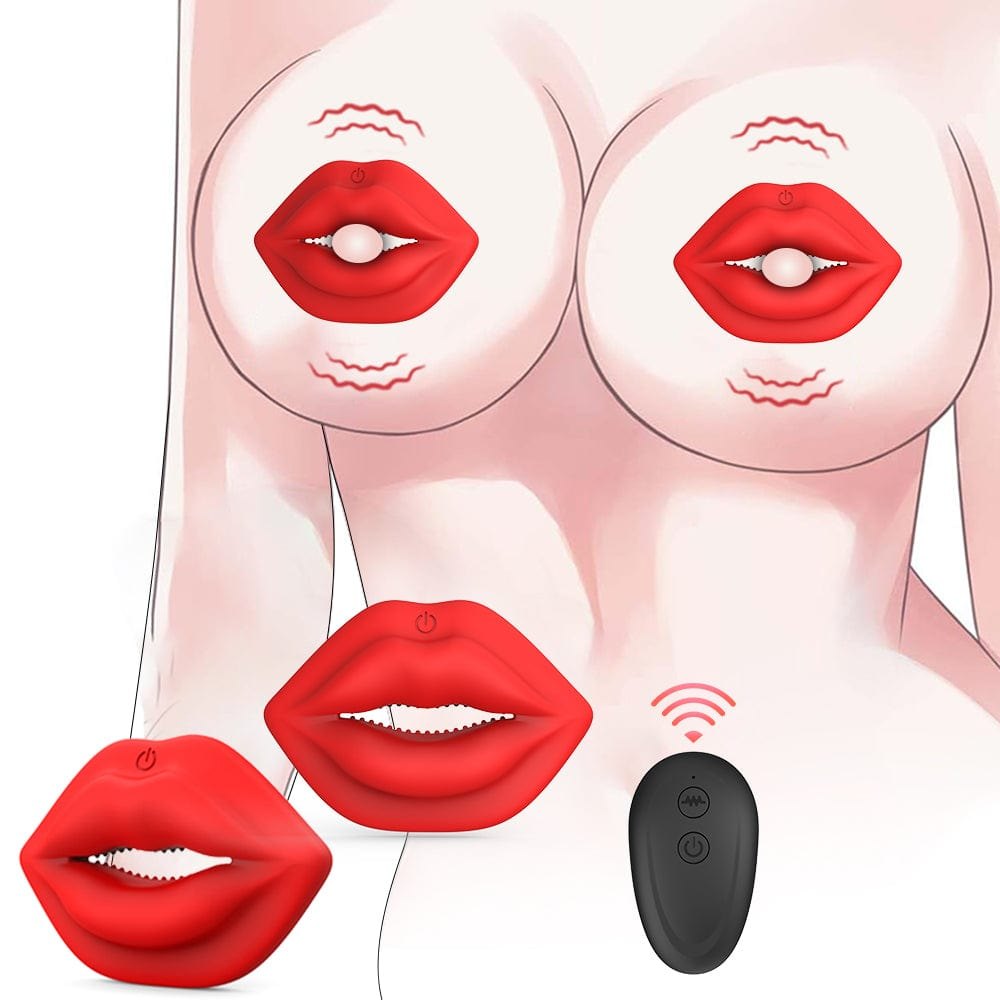 Kiss Breast Massager & Red Lip Clamp - Nipple Toys