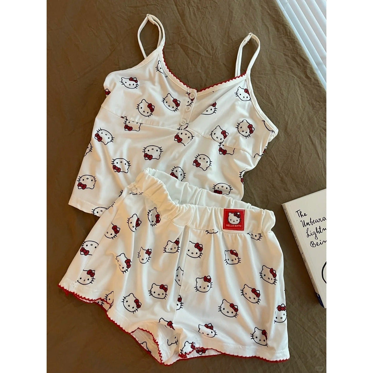 Kitten Print Suspender Pajama Set - Sexy Pajamas for Women