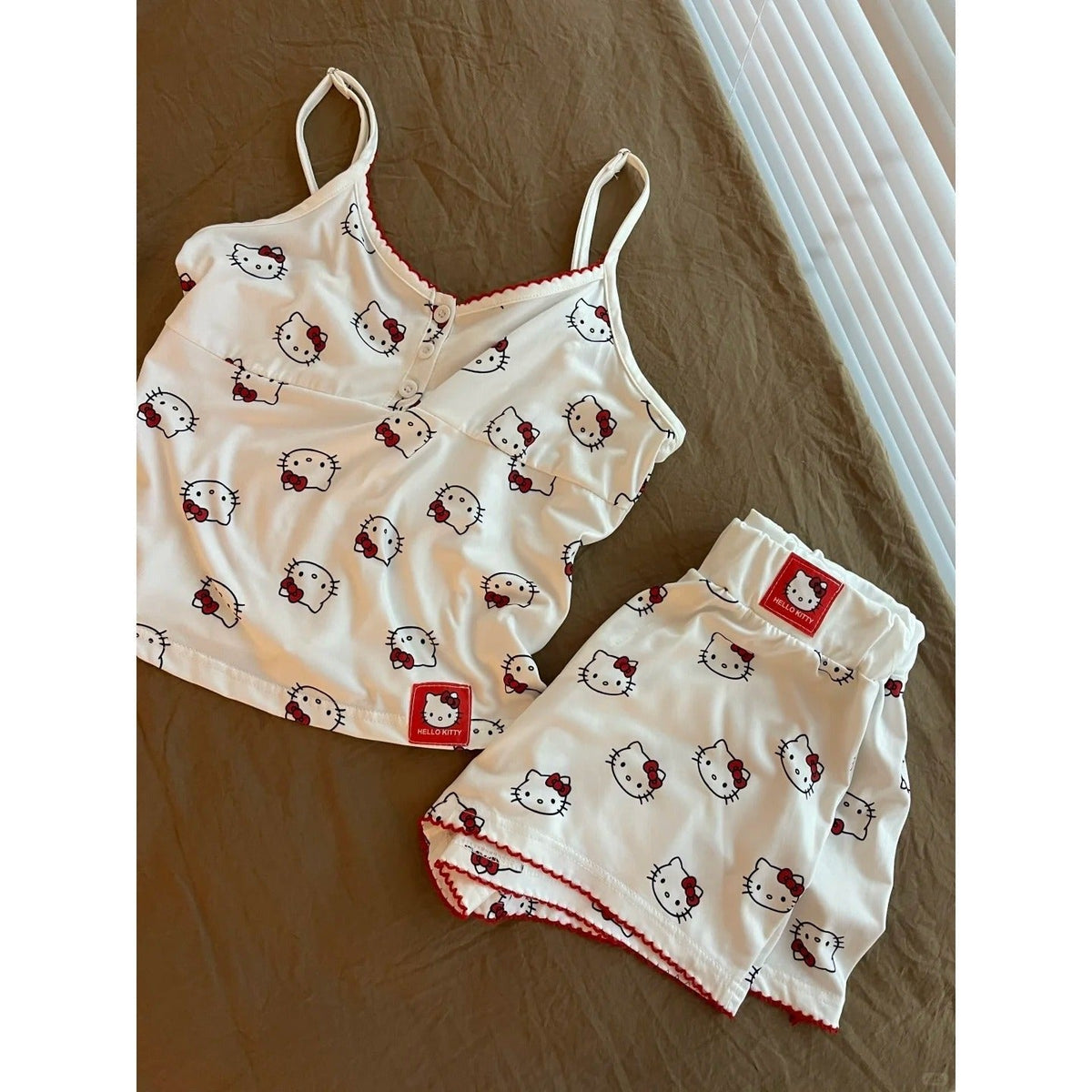 Kitten Print Suspender Pajama Set - Sexy Pajamas for Women