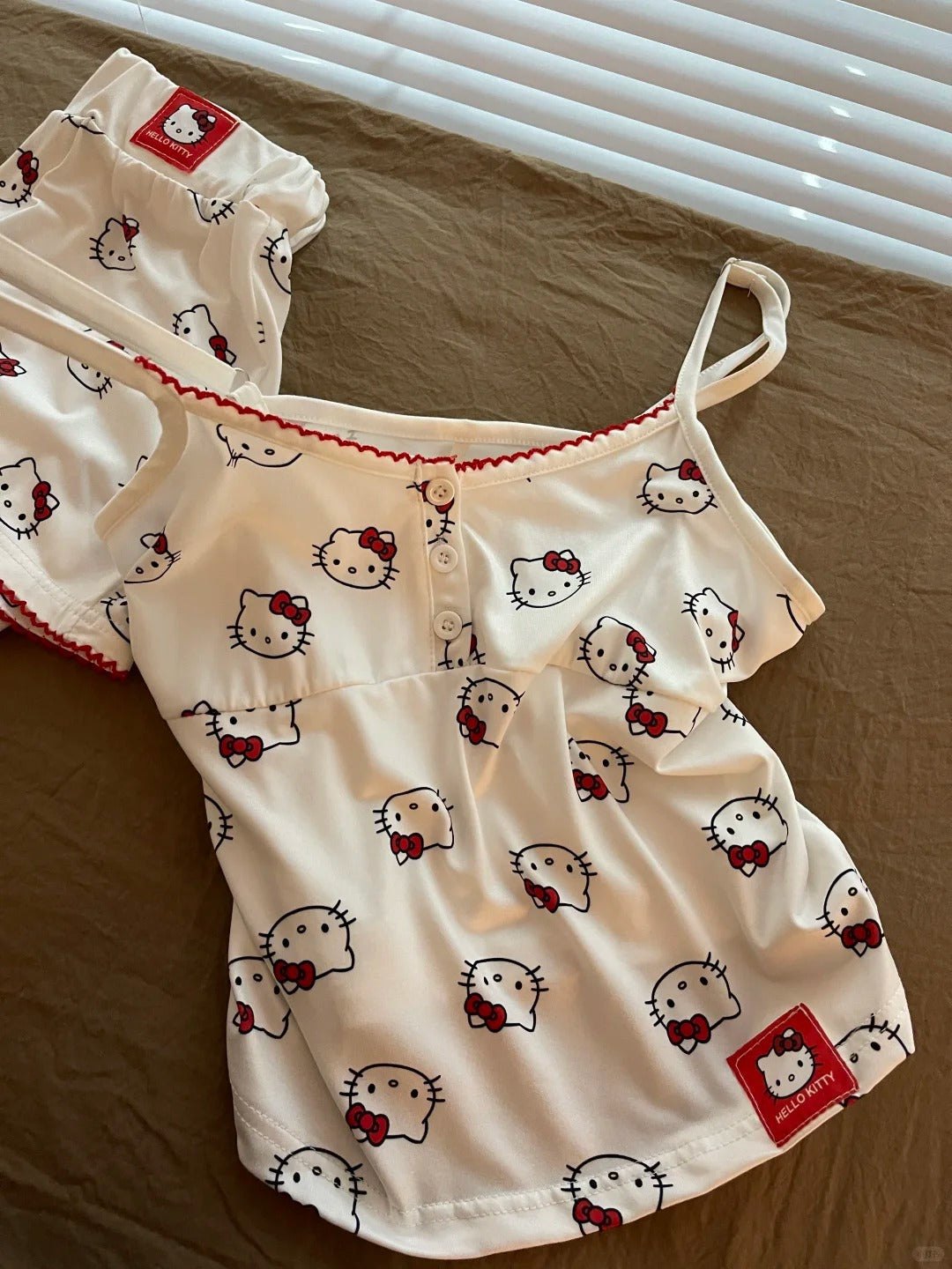 Kitten Print Suspender Pajama Set - Sexy Pajamas for Women