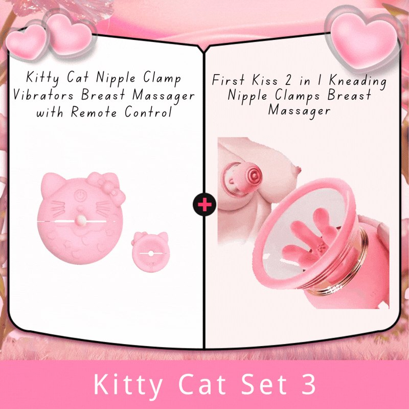 Kitty Nipple Clamp and Massager Duo - Nipple Clamp Vibrator Set