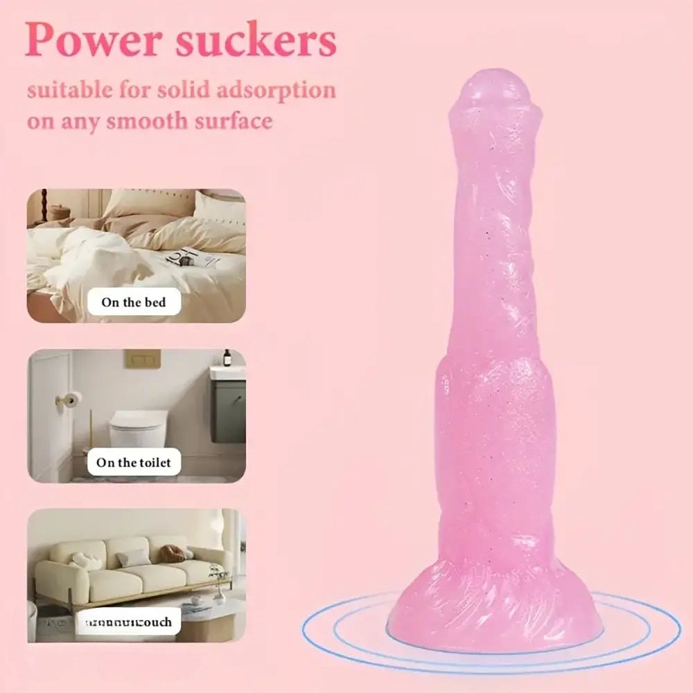 Knotted Animal Dildo - Pink PVC Animal Style Dildo