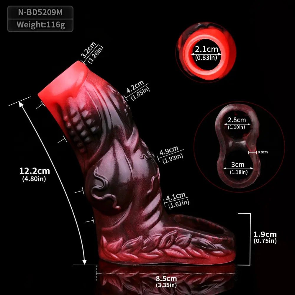 Knotted Cock Extender Sleeve - Dog Knot Silicone Sleeve
