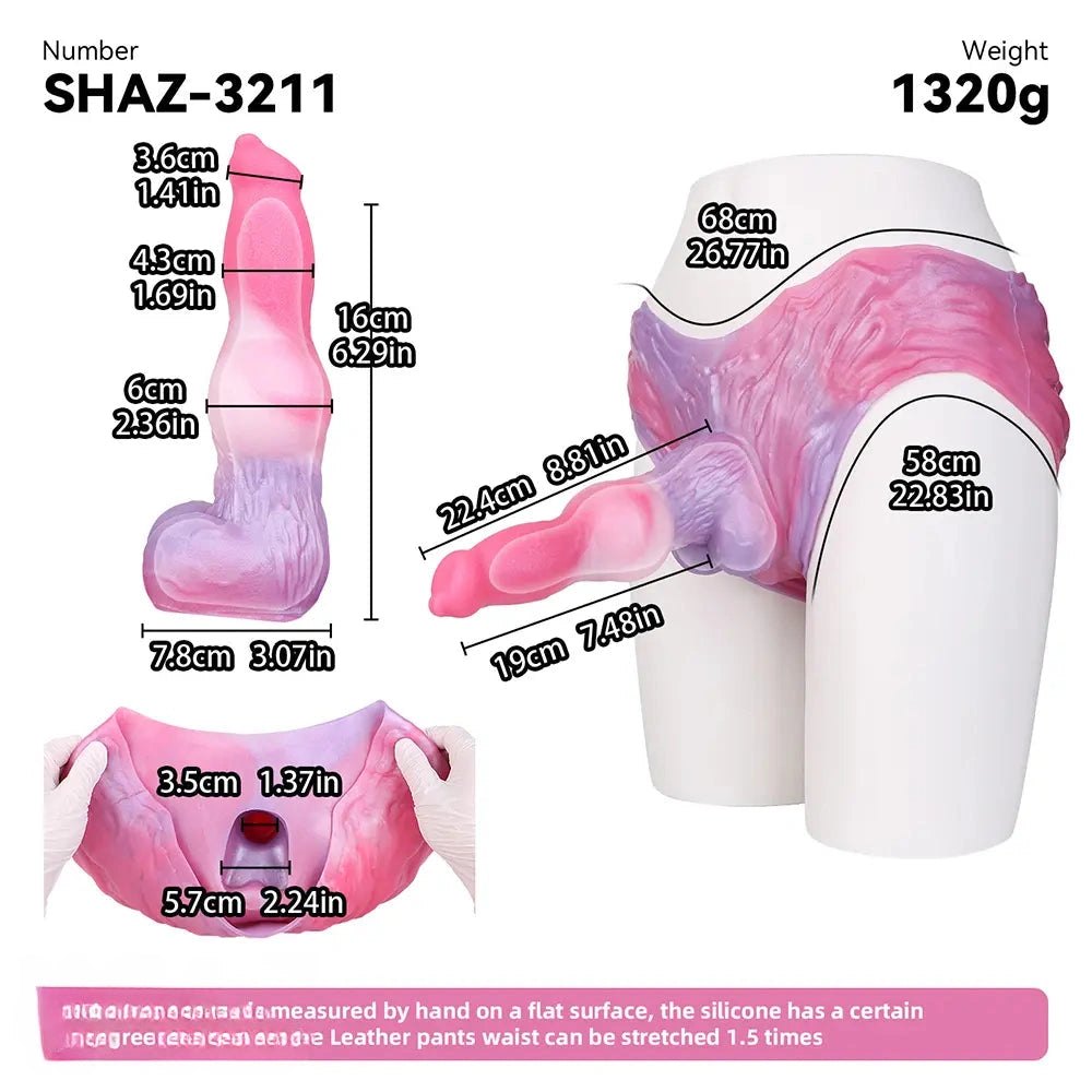 Knotted Dog Dildo With Harness - Strap On Animal Dildo