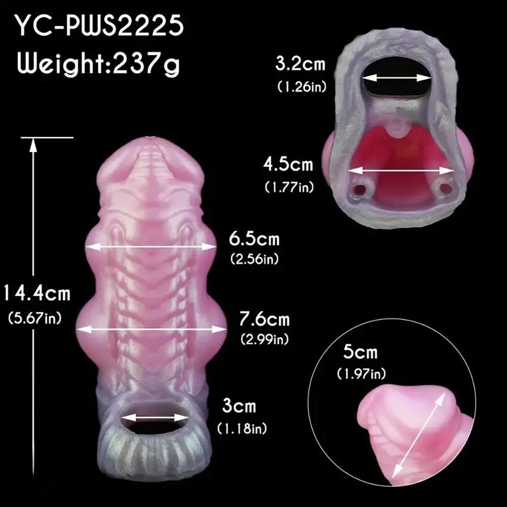Knotted Hollow Cock Extender - Silicone Animal Sheath