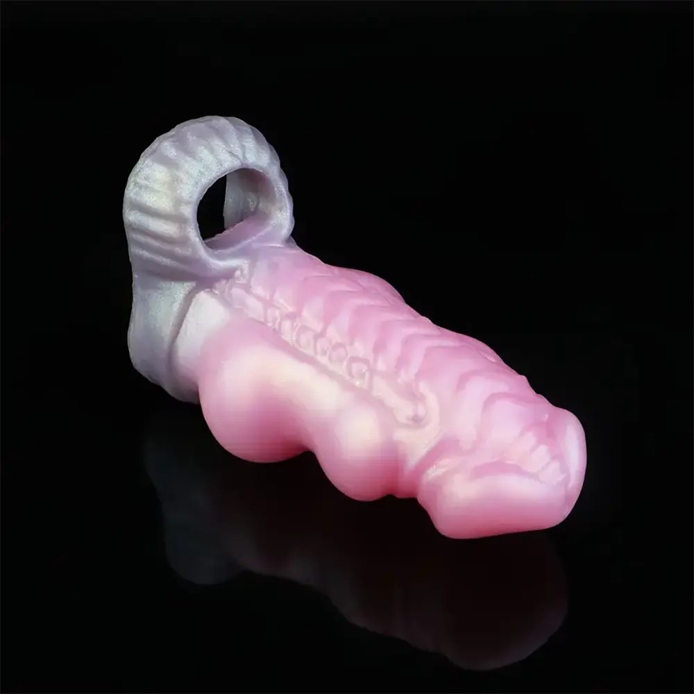 Knotted Hollow Cock Extender - Silicone Animal Sheath