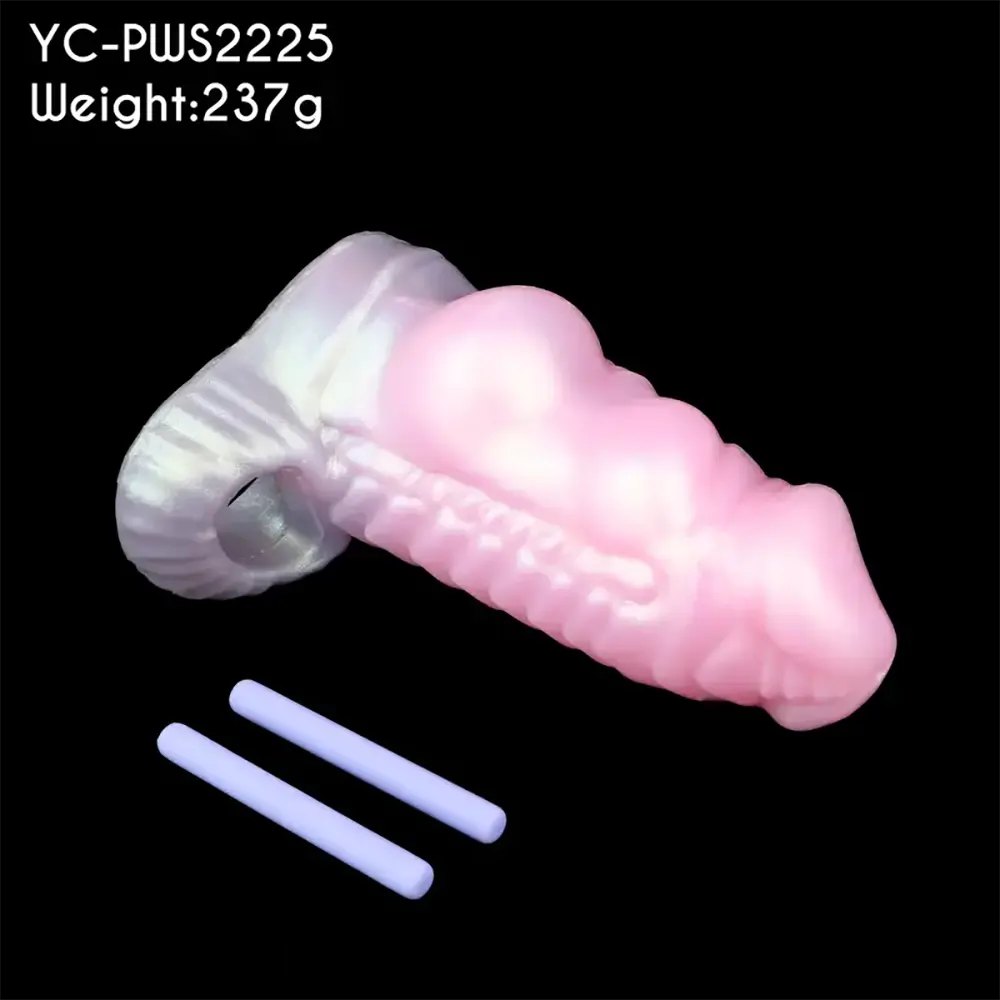Knotted Hollow Cock Extender - Silicone Animal Sheath