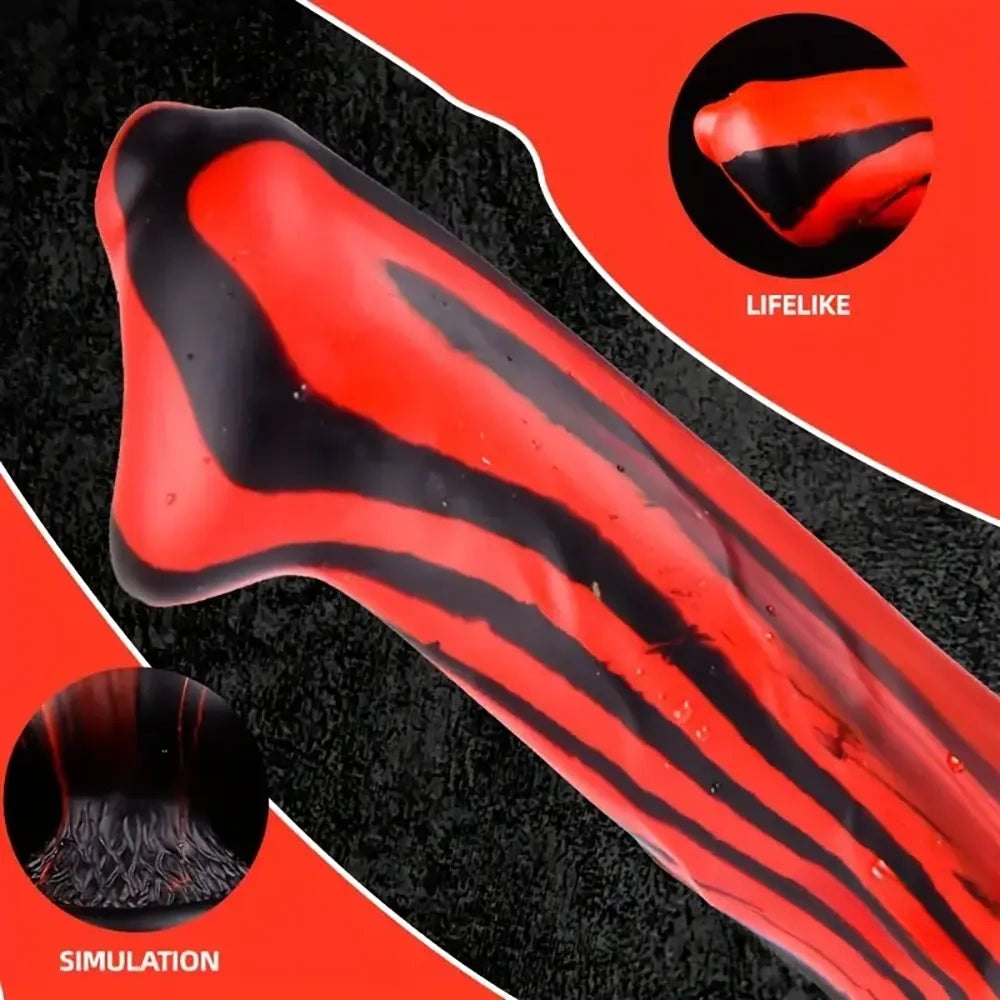 Knotted Tiger Stripe Dildo - Silicone Dog Knot Dildo