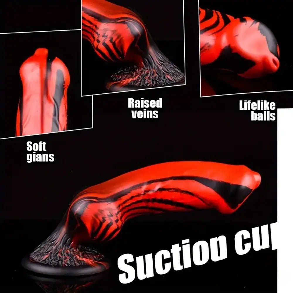 Knotted Tiger Stripe Dildo - Silicone Dog Knot Dildo