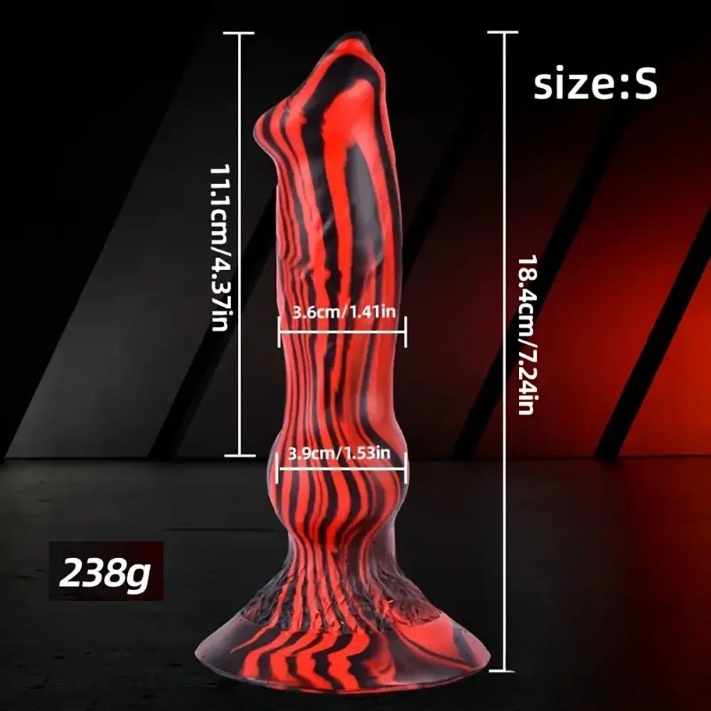 Knotted Tiger Stripe Dildo - Silicone Dog Knot Dildo